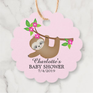 Sweet Sloth Girls Baby Shower Gefallen Tag Geschenkanhänger
