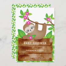 Sweet Sloth Girls Babydusche Einladung