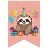 Sweet Sloth Happy Birthday Pink Niedlich Wimpelkette (Erste Fahne)