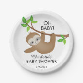 Sweet Sloth OH BABY Babydusche 7" Platten Pappteller (Vorderseite)