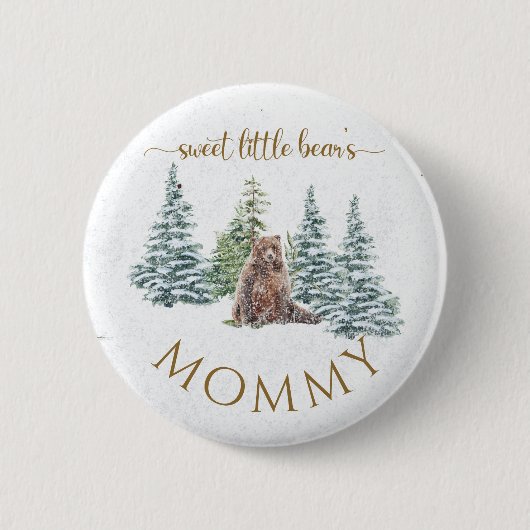 Sweet Small Bären Baby Shower Button Mommy (Vorderseite)