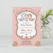 Sweet Small Birdie Baby Dusche Einladung (Stehend Vorderseite)