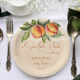 Sweet Small Peach Baby Dusche bedruckte Vorlage Pappteller