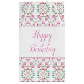 Sweet Small Pink und Aquamarine Gemusterte Papierg Kleine Geschenktüte (Rückseite)