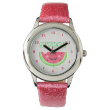 Sweet Smile Watermelon Cartoon Glitzer Strap Watch