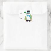 Sweet Smiling Frosty Snowman Quadratischer Aufkleber (Tasche)