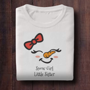 Sweet Snow Girl Little Sister Niedlich Snowman Fac T-Shirt