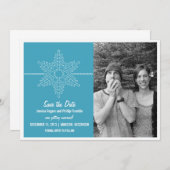 Sweet Snowflake Save the Date einladen, blau Einladung (Vorne/Hinten)