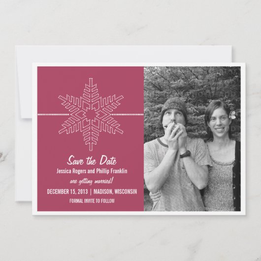 Sweet Snowflake Save the Date einladen, Fuchsia Einladung (Vorderseite)