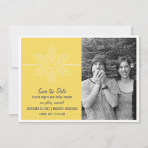 Sweet Snowflake Save the Date einladen, gelb Einladung