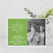 Sweet Snowflake Save the Date einladen, grün Einladung (Stehend Vorderseite)
