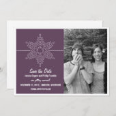 Sweet Snowflake Save the Date einladen, Lila (Vorne/Hinten)