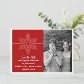Sweet Snowflake Save the Date einladen, Rot (Stehend Vorderseite)