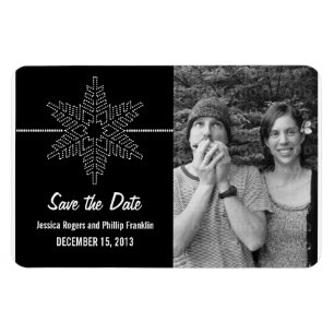 Sweet Snowflake Save the Date Magnet, Black Magnet