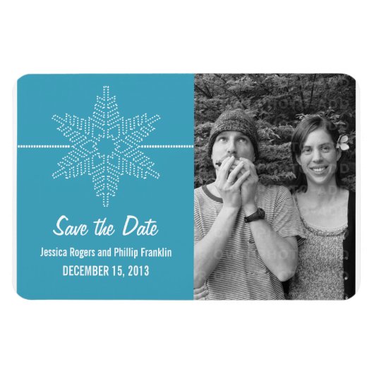 Sweet Snowflake Save the Date Magnet, Blau Magnet (Horizontal)