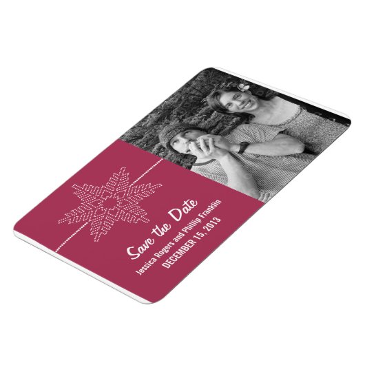 Sweet Snowflake Save the Date Magnet, Fuchsia Magnet (Linke Seite)