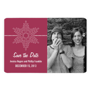 Sweet Snowflake Save the Date Magnet, Fuchsia Magnet