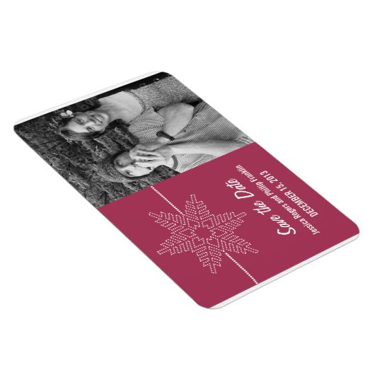 Sweet Snowflake Save the Date Magnet, Fuchsia Magnet (Rechte Seite)