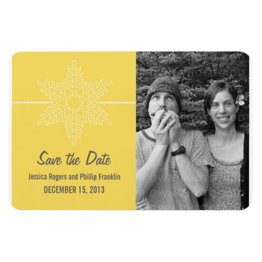 Sweet Snowflake Save the Date Magnet, Gelb Magnet (Horizontal)