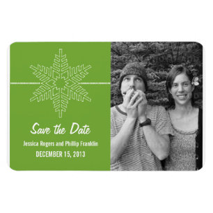 Sweet Snowflake Save the Date Magnet, Green Magnet