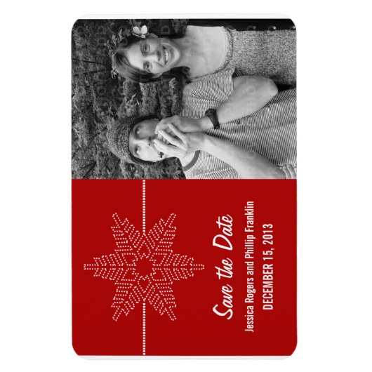 Sweet Snowflake Save the Date Magnet, Red Magnet (Vertikal)