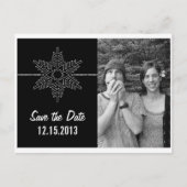 Sweet Snowflake Save the Date Postcard, Black Ankündigungspostkarte (Vorderseite)