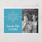 Sweet Snowflake Save the Date Postcard, blau Ankündigungspostkarte (Vorderseite)