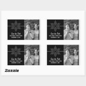 Sweet Snowflake Save the Date Stickers, Black Rechteckiger Aufkleber (Blatt)