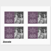 Sweet Snowflake Save the Date Stickers, Lila Rechteckiger Aufkleber (Blatt)