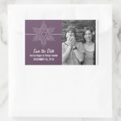 Sweet Snowflake Save the Date Stickers, Lila Rechteckiger Aufkleber (Tasche)