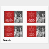 Sweet Snowflake Save the Date Stickers, Red Rechteckiger Aufkleber (Blatt)