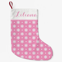 Sweet Snowflakes Personalisierter Strumpf / Rosa Kleiner Weihnachtsstrumpf