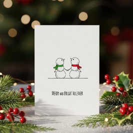 Sweet Snowman Couple Christmas Greeting Card Feiertagskarte