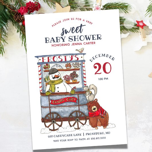 Sweet Snowman Forest Dezember Baby Dusche Einladung