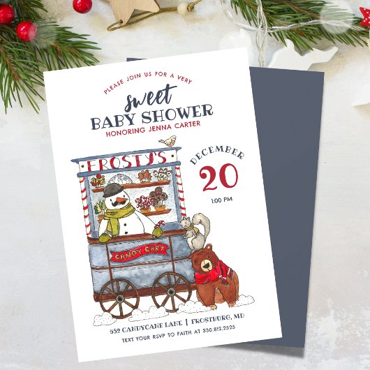 Sweet Snowman Forest Dezember Baby Dusche Einladung