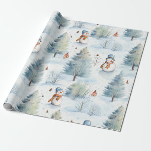 Sweet Snowman Forest Winterurlaub Geschenkpapier