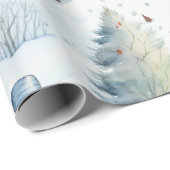 Sweet Snowman Forest Winterurlaub Geschenkpapier (Rolleneckpunkt)