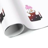 Sweet Snowman umarmt eine Tasse Geschenkpapier (Rolleneckpunkt)