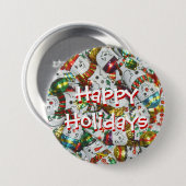 Sweet Snowmen Happy Holidays Taste Button (Vorne & Hinten)