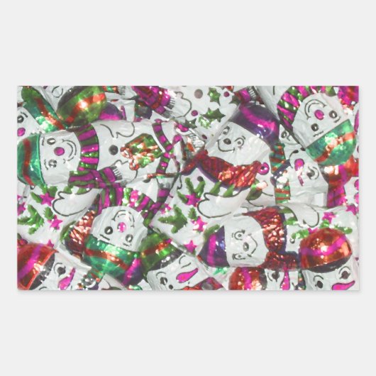 Sweet Snowmen Pink Aufkleber Rechteck (Vorderseite)