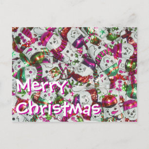 Sweet Snowmen Pink Frohe Weihnachten horizontal