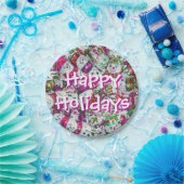 Sweet Snowmen Pink Happy Holidays Teller (Party)