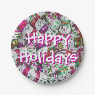 Sweet Snowmen Pink Happy Holidays Teller