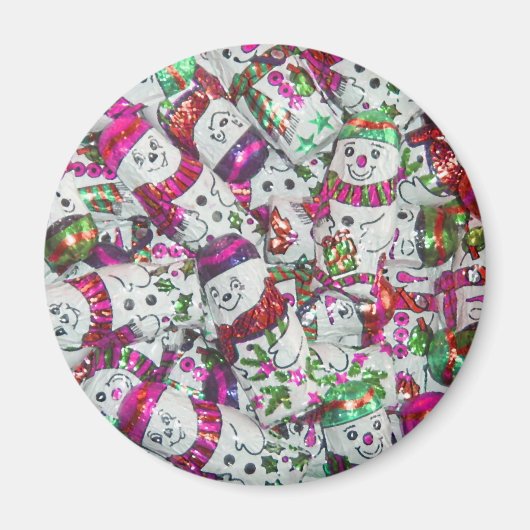 Sweet Snowmen Pink Magnet (Vorne)