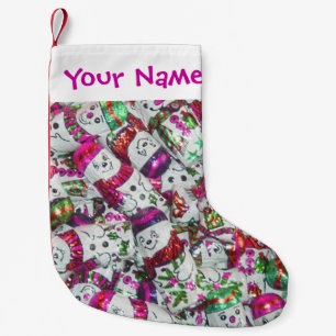 Sweet Snowmen Pink Name Strumpf Kleiner Weihnachtsstrumpf