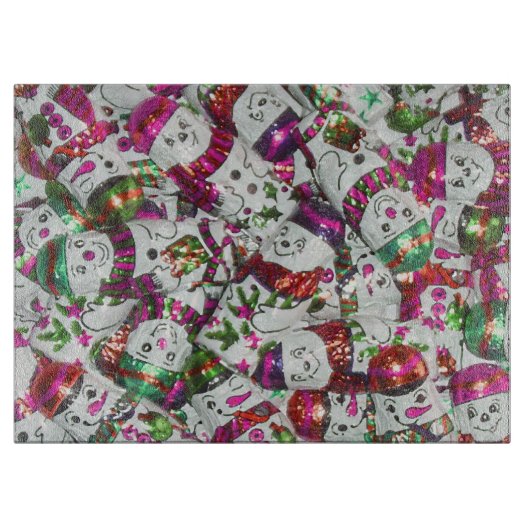 Sweet Snowmen Pink-Schnittpappe Schneidebrett (Vorderseite)