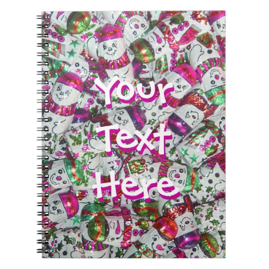 Sweet Snowmen Pink Text Notebook Notizblock (Vorderseite)
