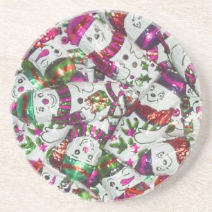 Sweet Snowmen Pink Untersetzer