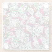 Sweet Snowmen Pink Untersetzer Glas (Rückseite)