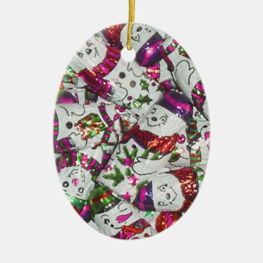 Sweet Snowmen Rosa Ornament Oval (Vorne)